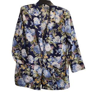 Connections Related Separates Womens Blazer Blue Floral Vintage L See Measure